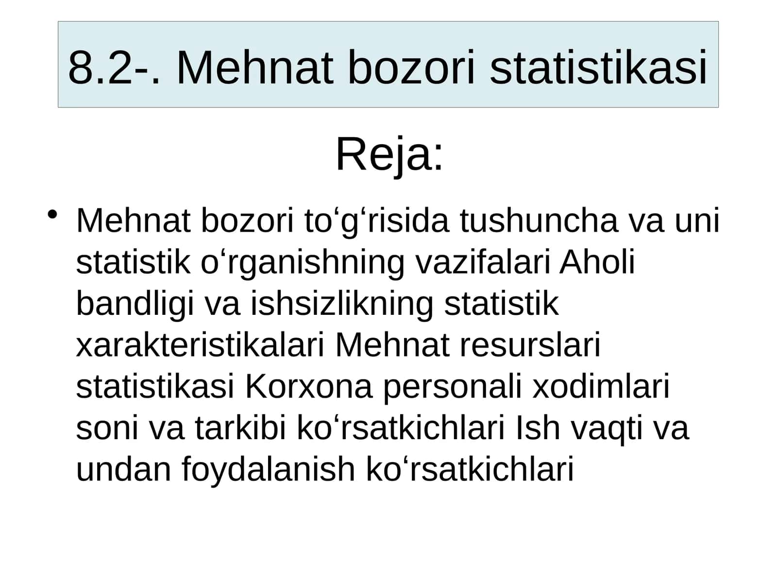 Mehnat bozori statistikasi