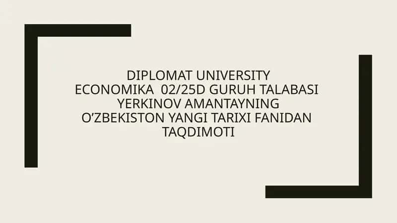 O‘zbekiston yangi tarixi fanidantaqdimoti