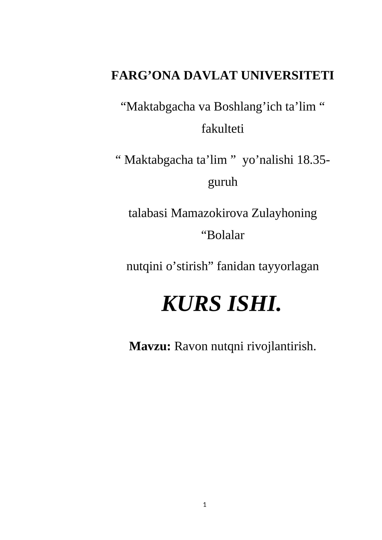 Ravon nutqni rivojlantirish