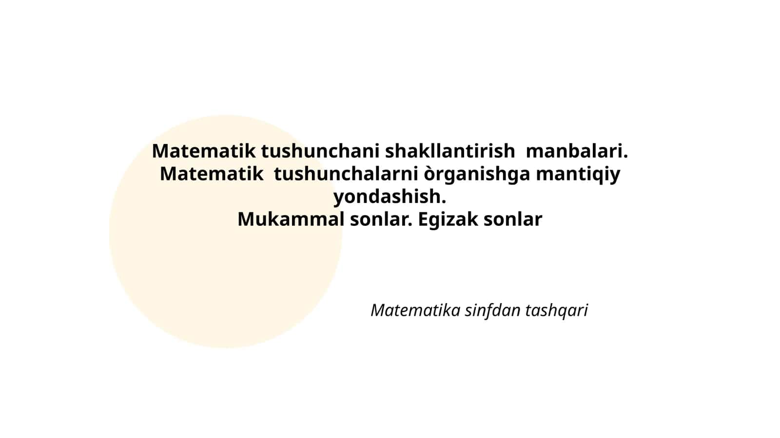 Matematik tushunchani shakllantirish manbalari