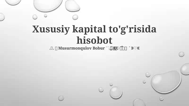 Xususiy kapital to'g'risida hisobot