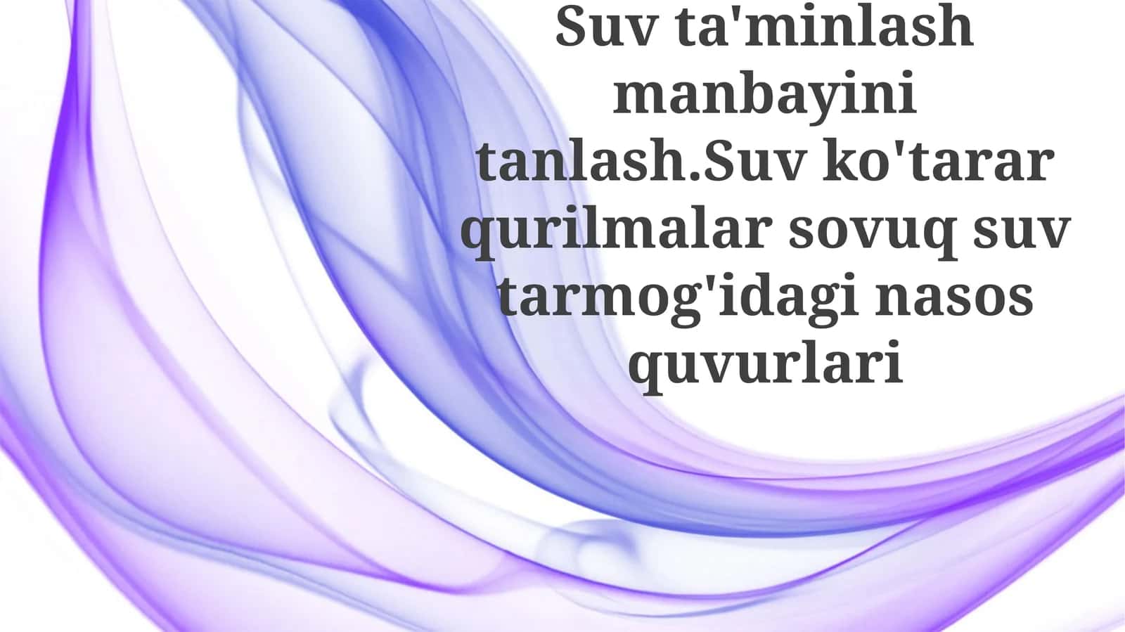 Suv Ko'tarish Qurilmalari