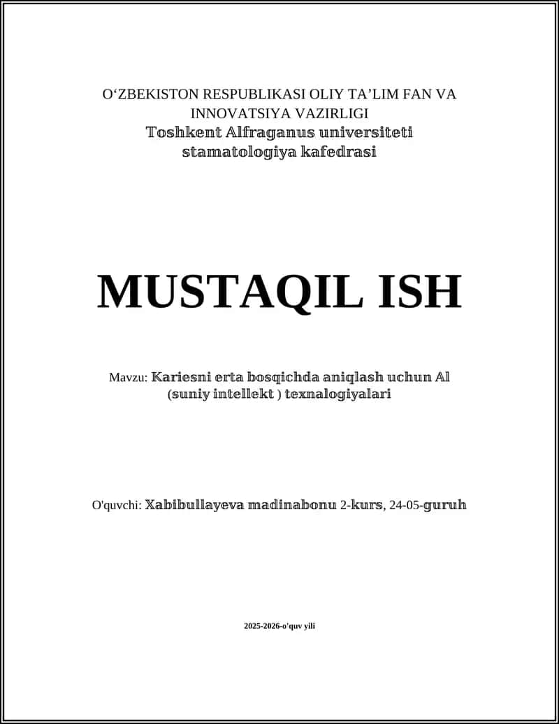 Karjesni erta bosqichda aniqlash uchun AI modellar