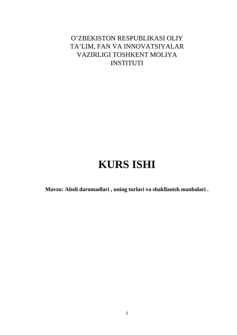 Aholi daromadlari