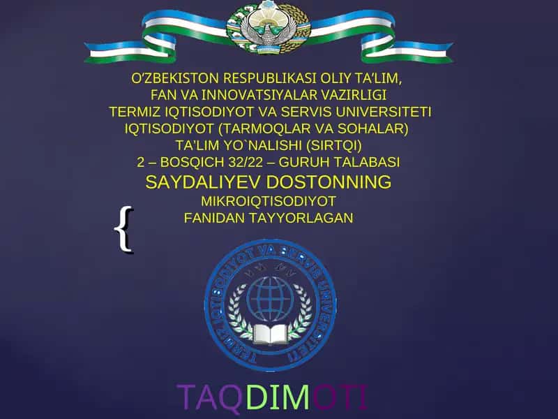 Taklifga tasir qiluvchi boshqa omillar