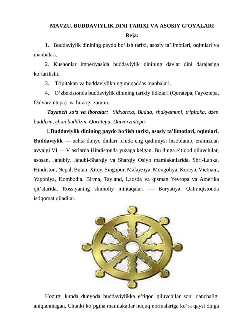 Buddaviylik Dinining Tarixi