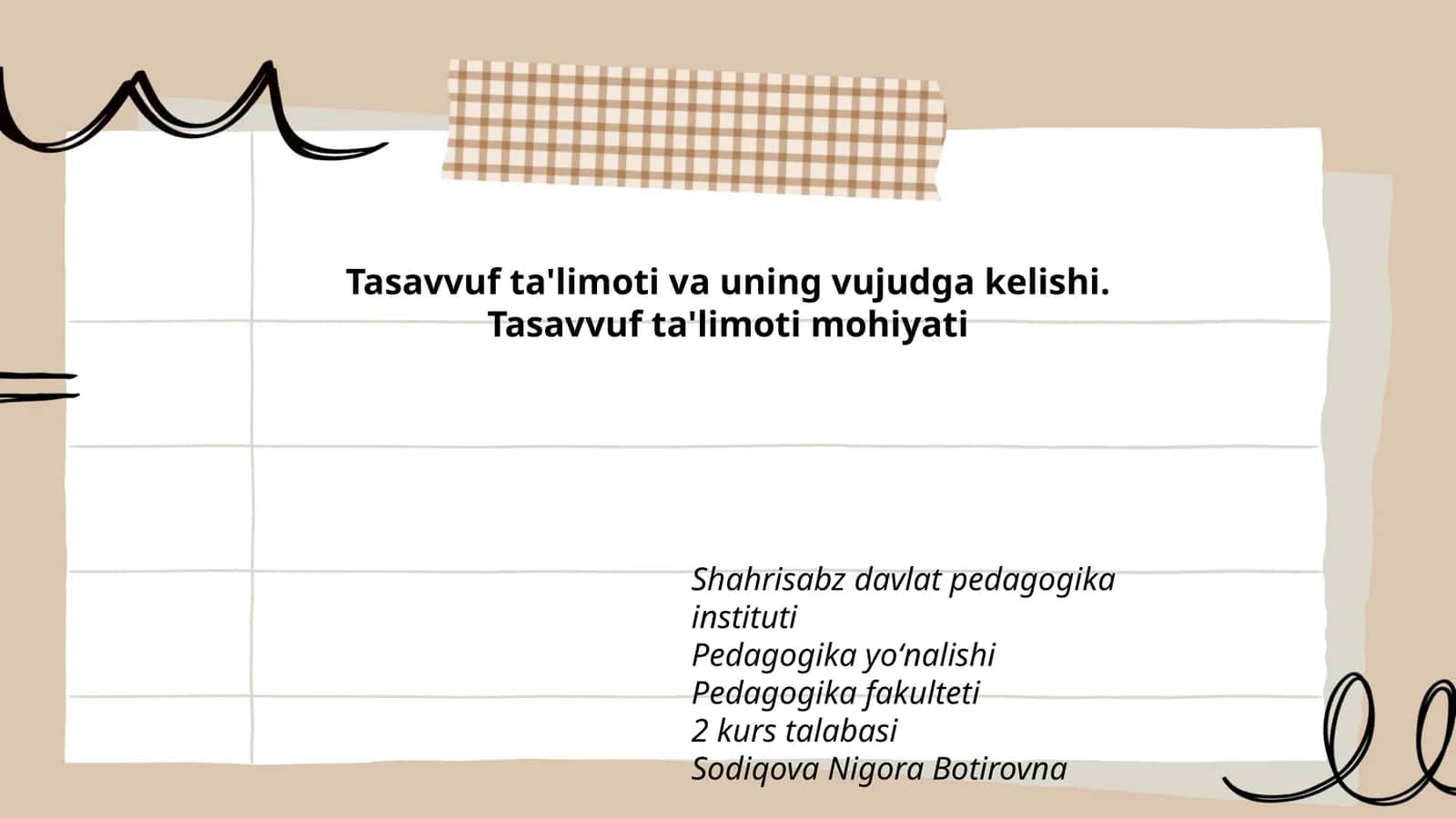 Tasavvuf ta'limoti va uning vujudga kelishi