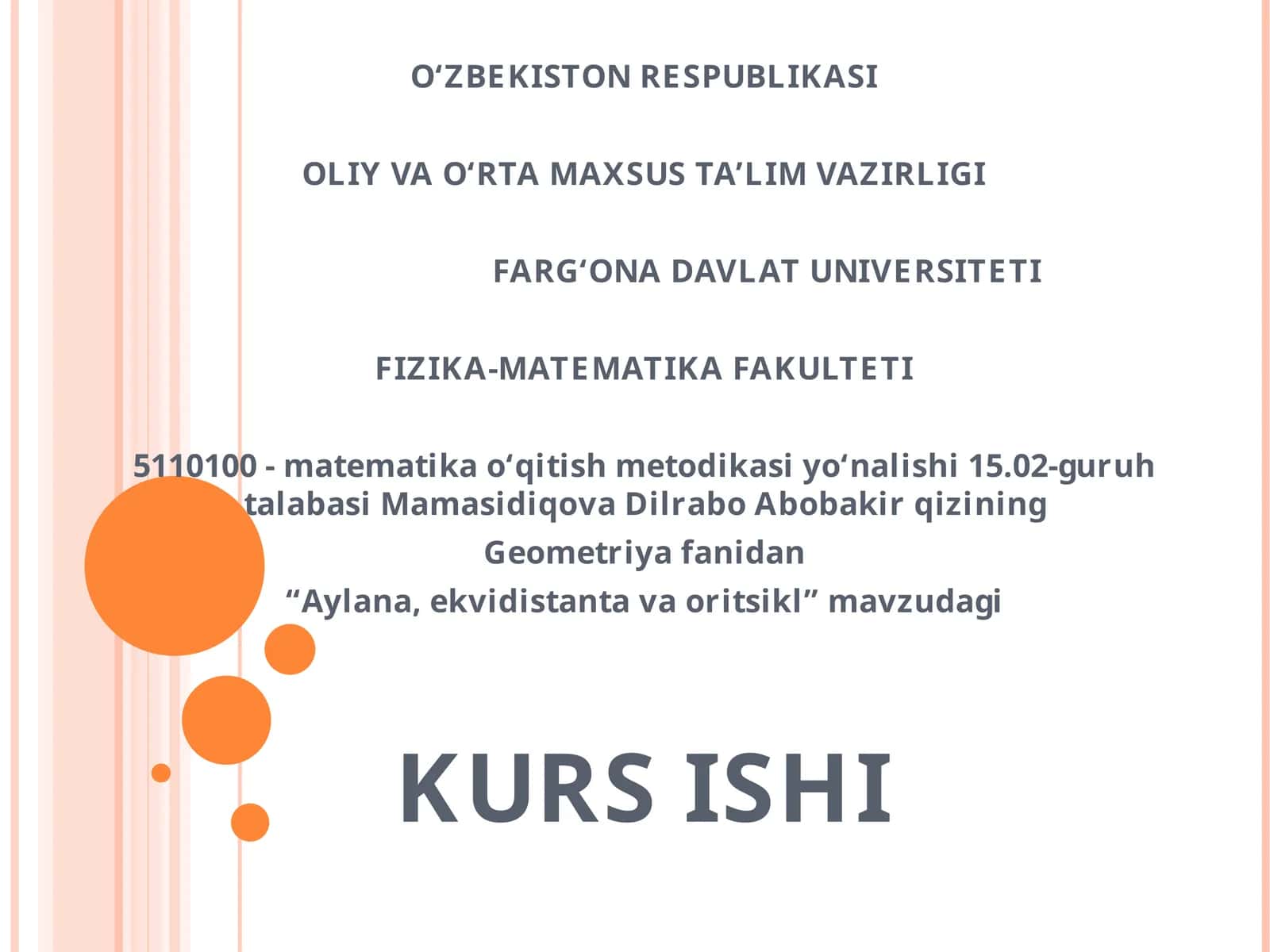 Aylana, ekvidistanta va oritsikl