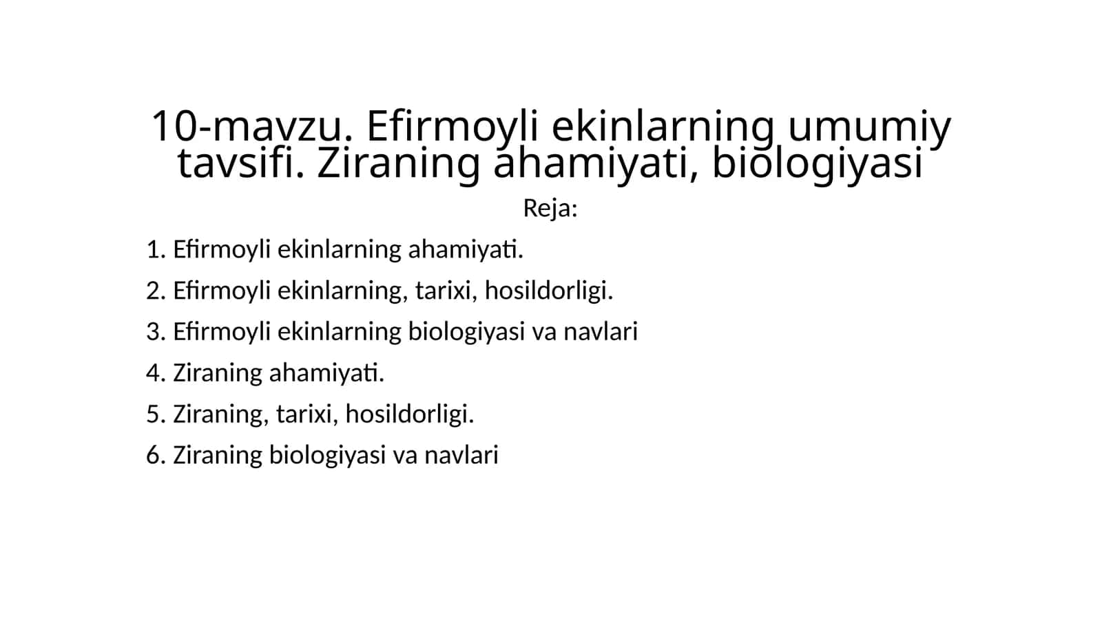 Efirmoyli ekinlarning umumiy tavsifi