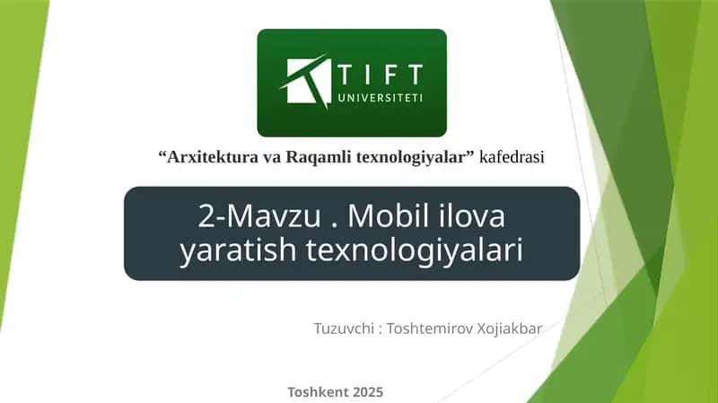 Tuzuvchi: Toshtemirov Xojiakbar