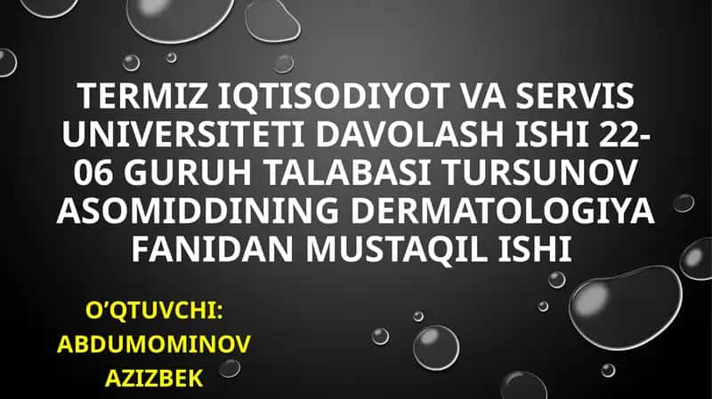 Dermatologiya fanidan egzema