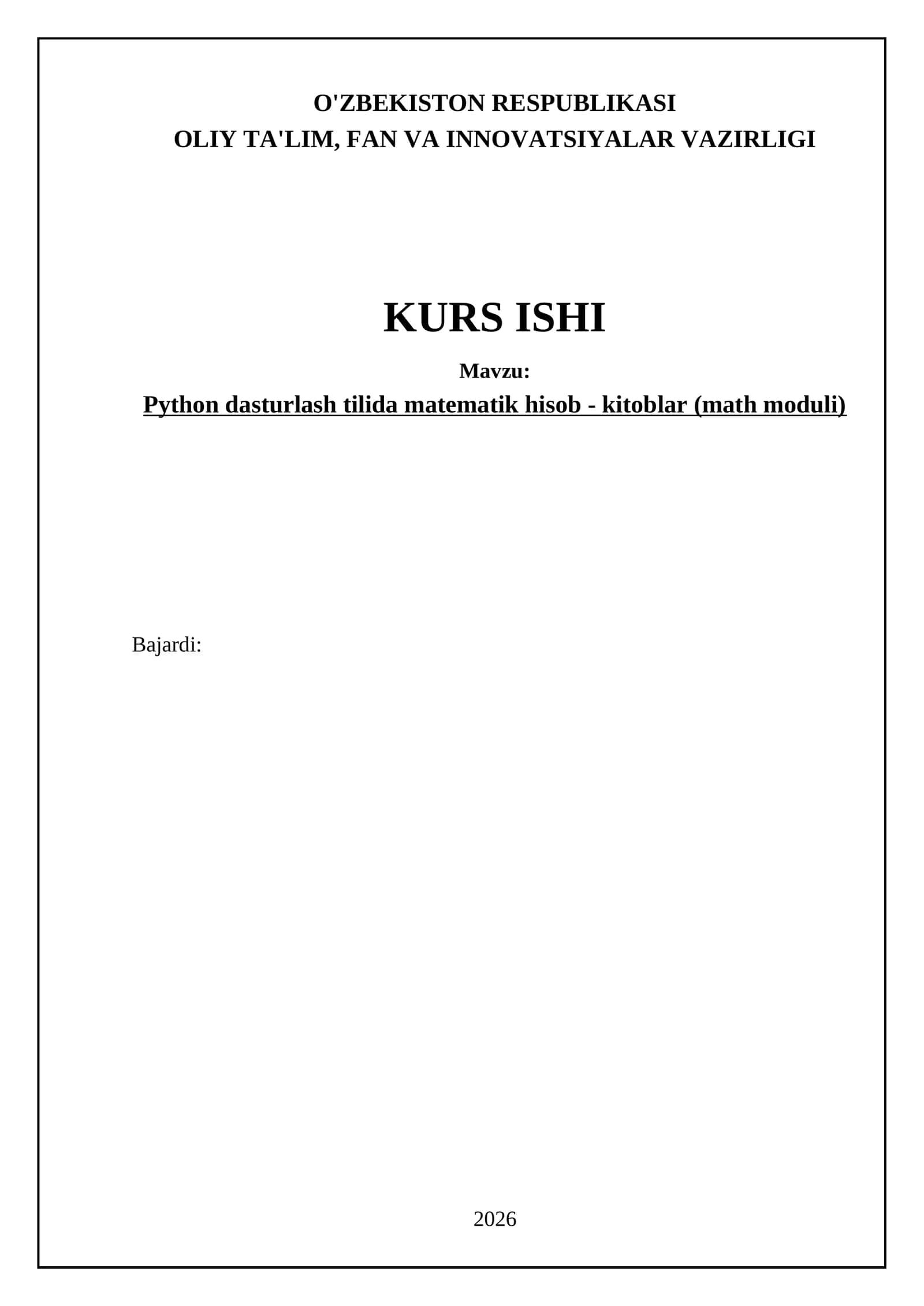 Python dasturlash tilida matematik hisob - kitoblar (math moduli)