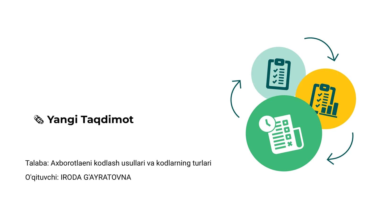 Axborotlaeni kodlash usullari va kodlarning turlari