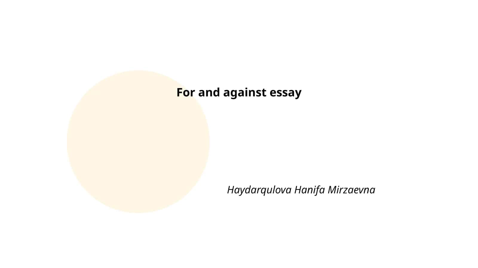 For and against essay