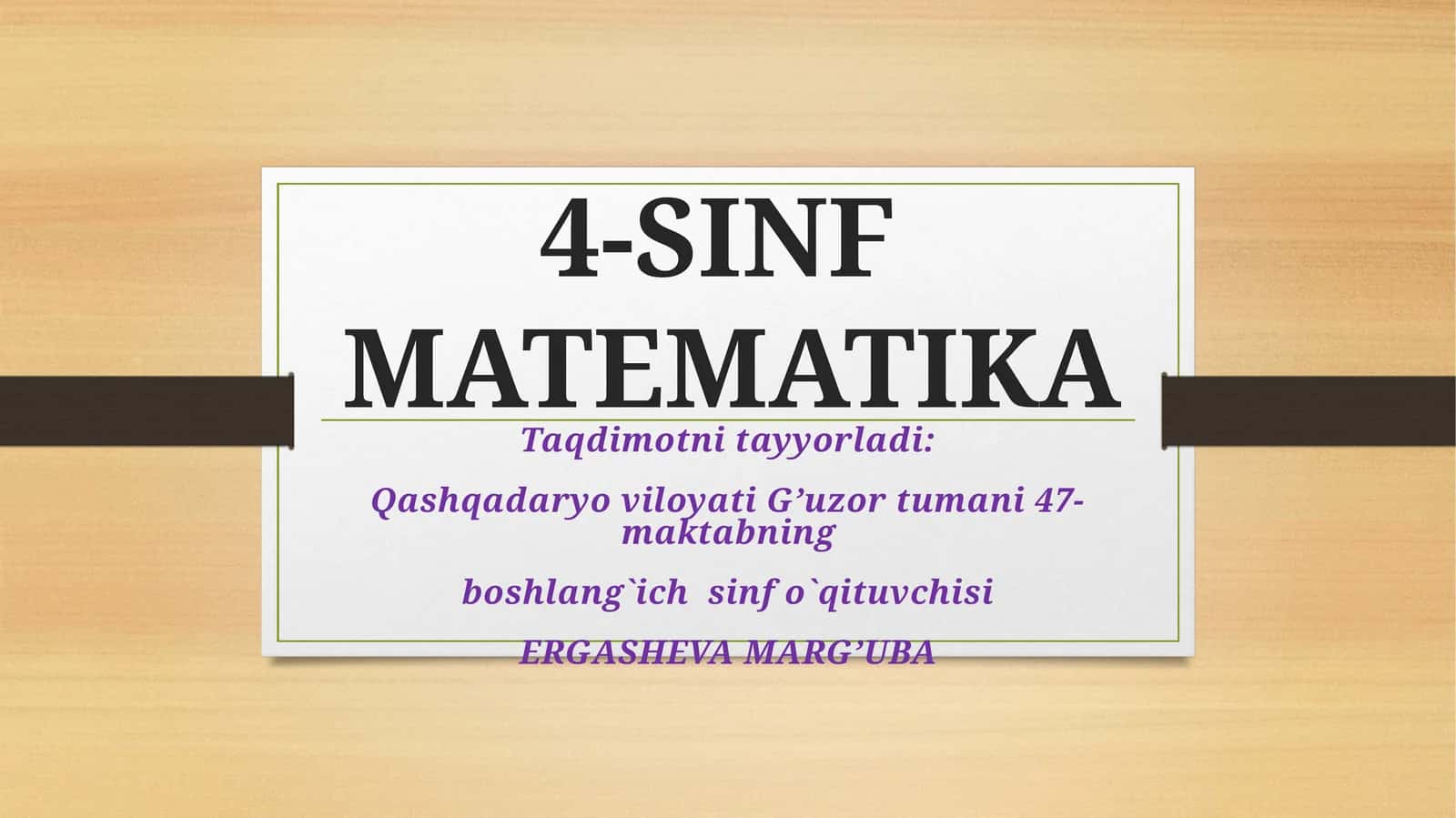 4-sinf Matematika Harakatga doir masalalar dars ishlanma