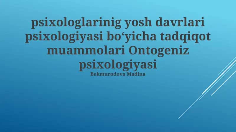 Ontogenetik Psixologiyasi