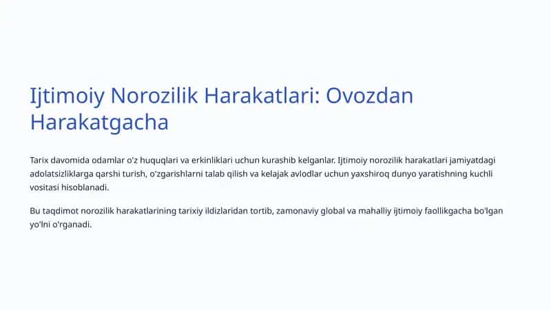 Ijtimoiy Norozilik Harakatlari: Ovozdan Harakatgacha