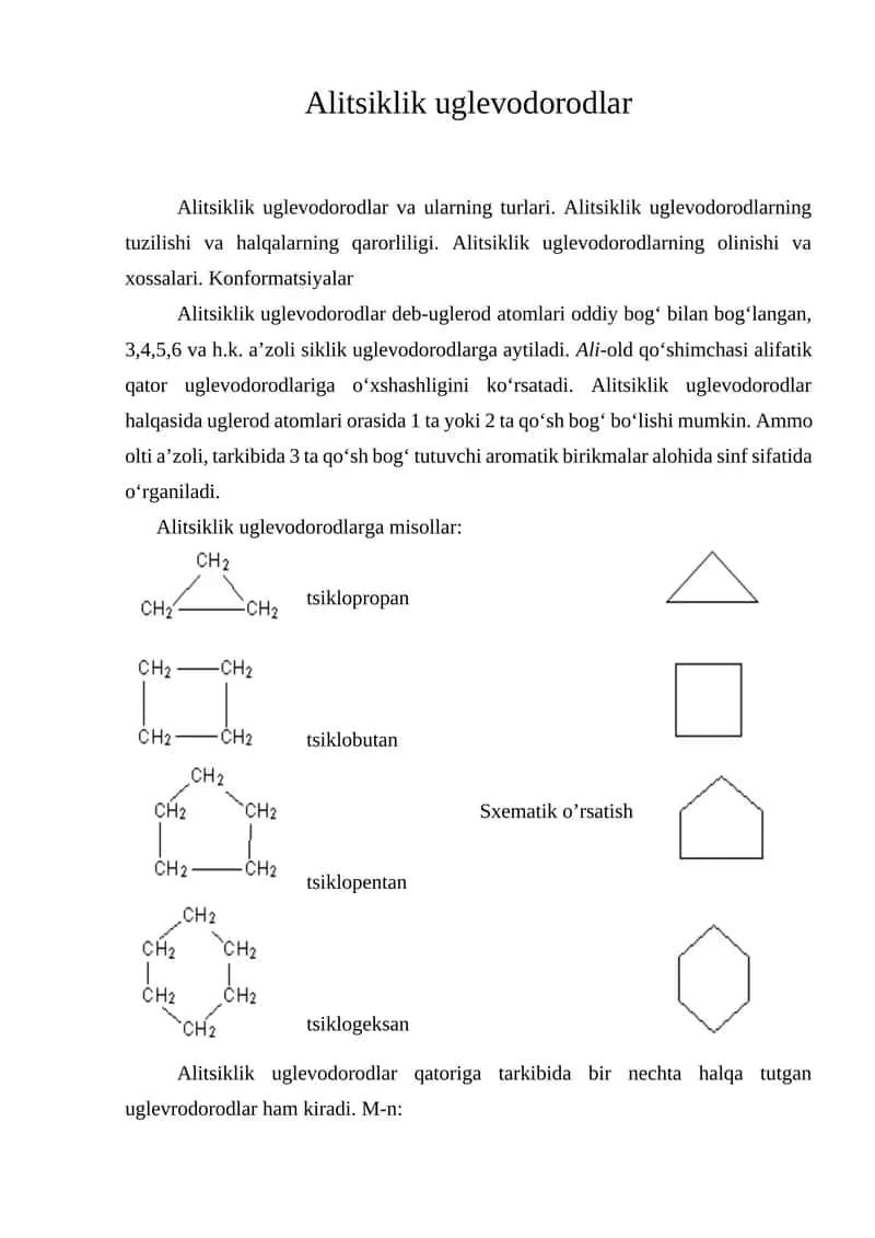 Alitsiklik uglevodorodlar
