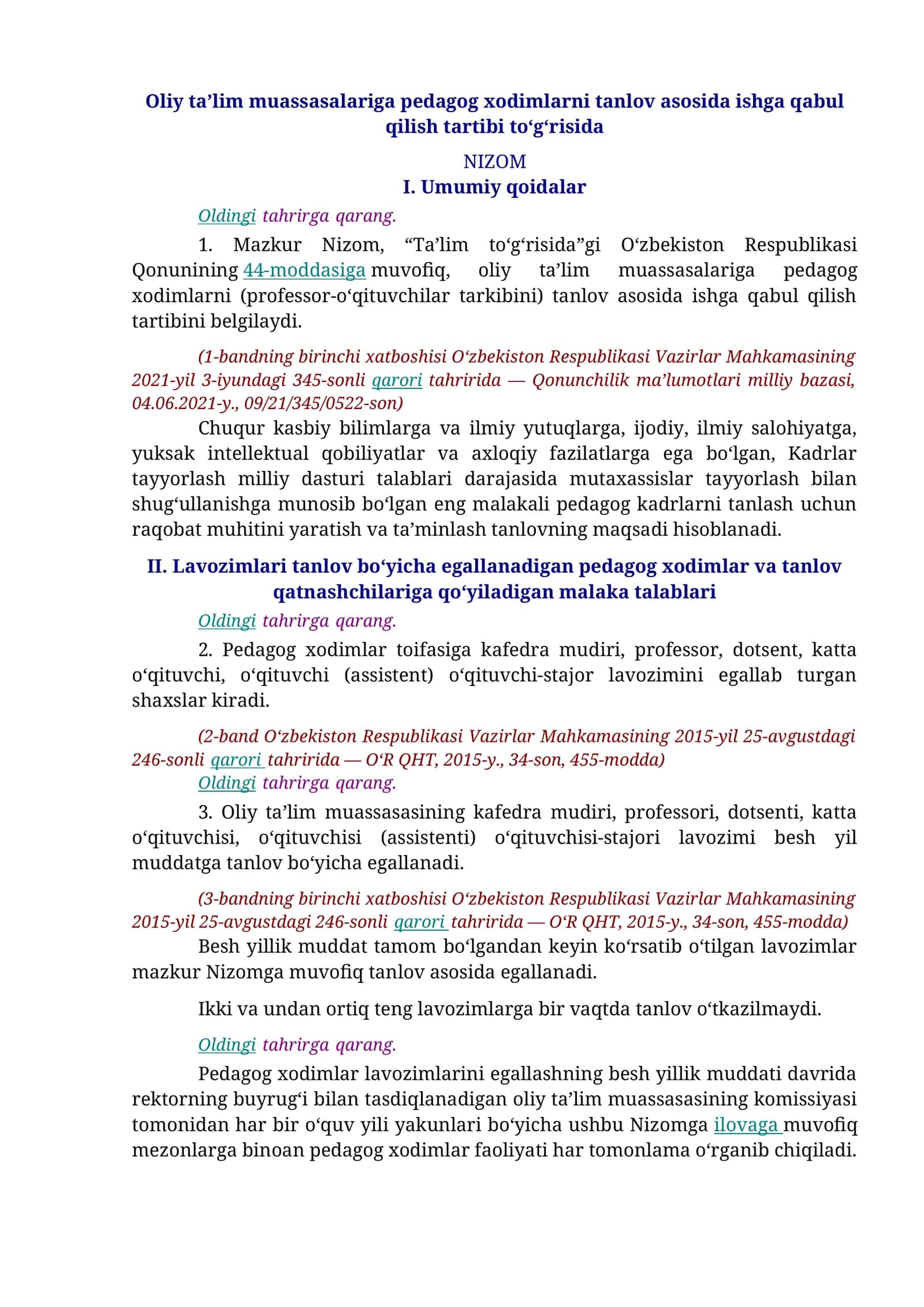 Ta’lim to‘g‘risida O‘zbekiston Respublikasi Qonuni