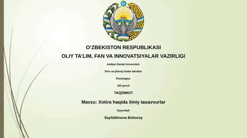 Xotira haqida ilmiy tasavvurlar