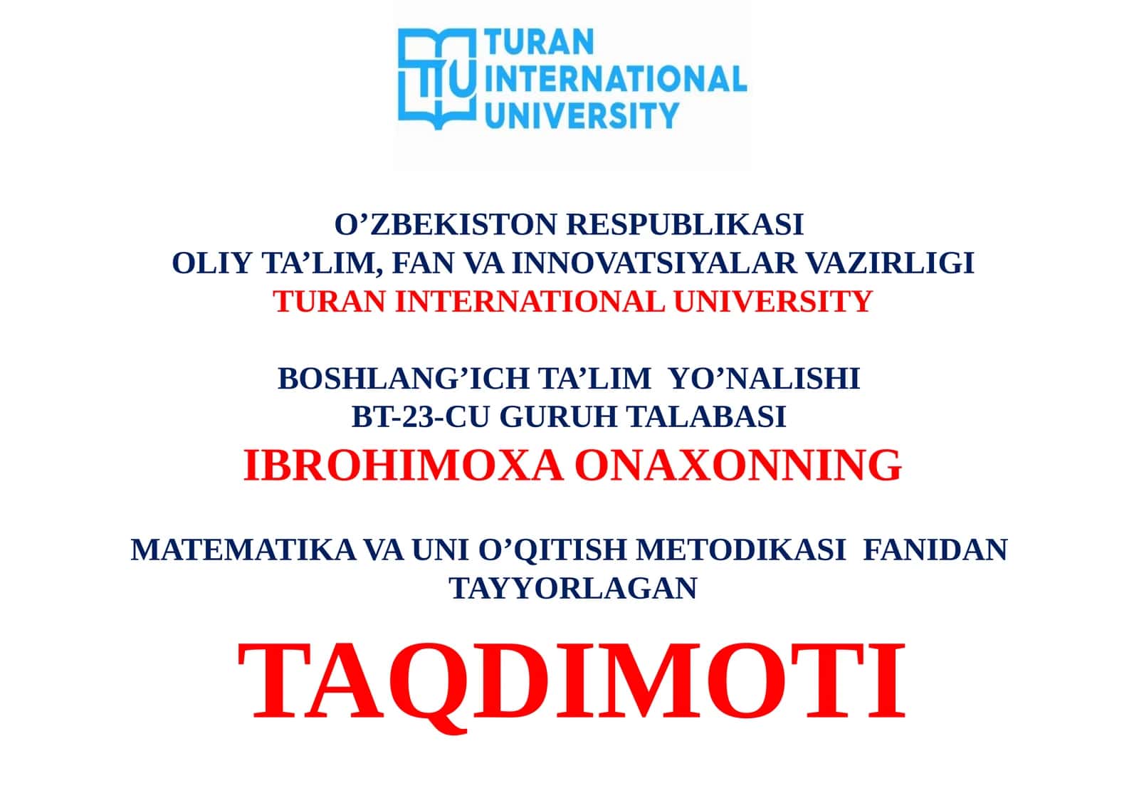 Arifmetika amallarni oʻrgatishning umumiy masalalari