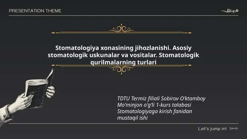 Stomatologiya xonasining jihozlanishi