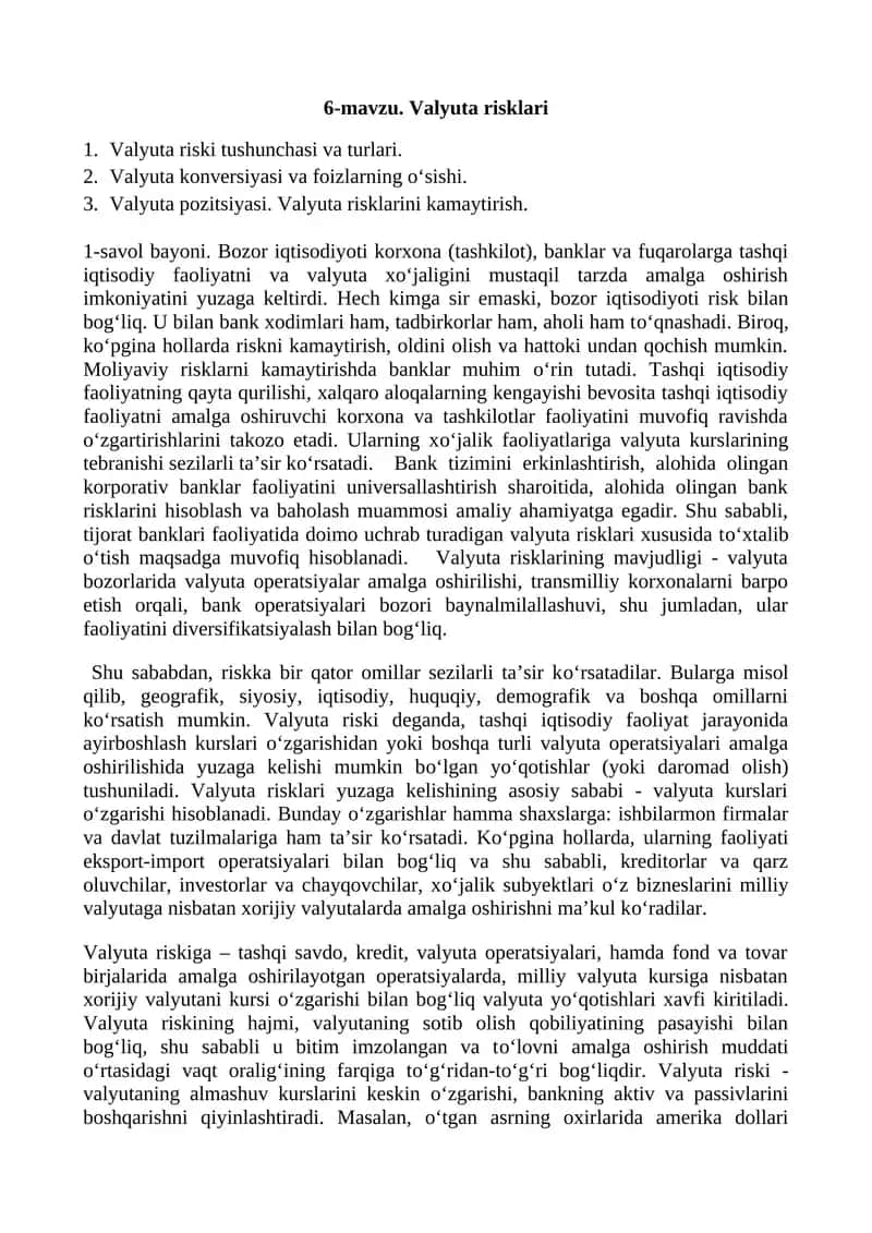 Valyuta risklari