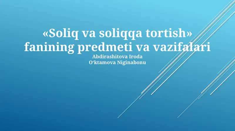 Soliq va soliqqa tortish