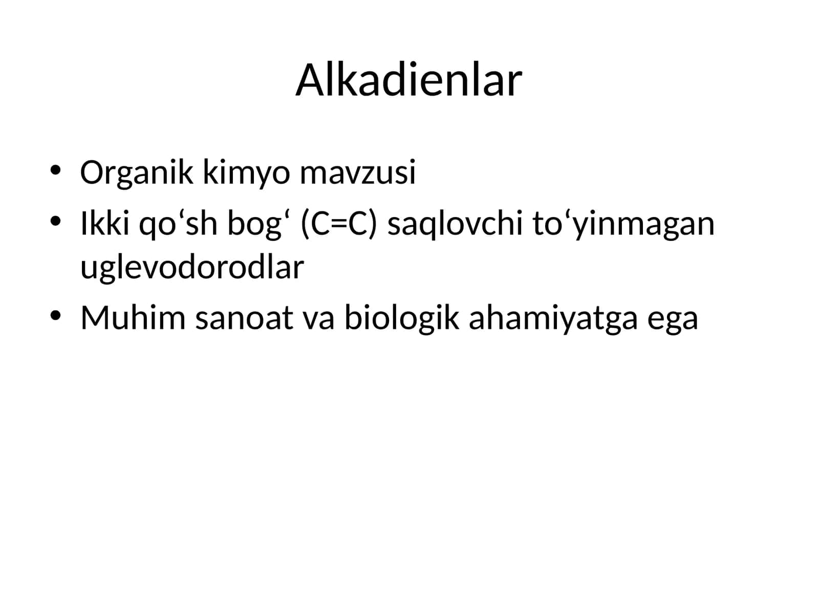 Alkadienlar mavzusidagi slayd