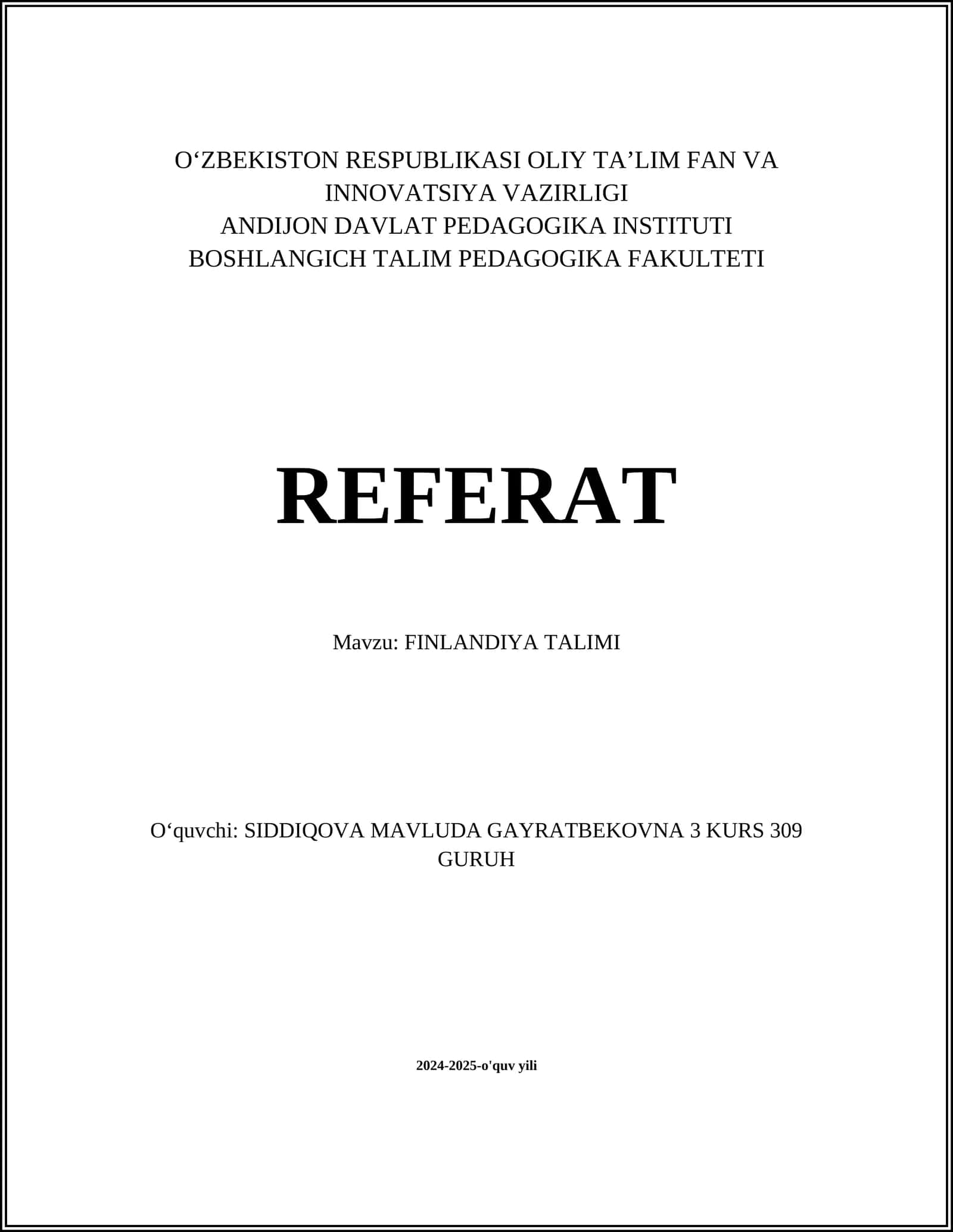 FINLANDIYA TALIMI