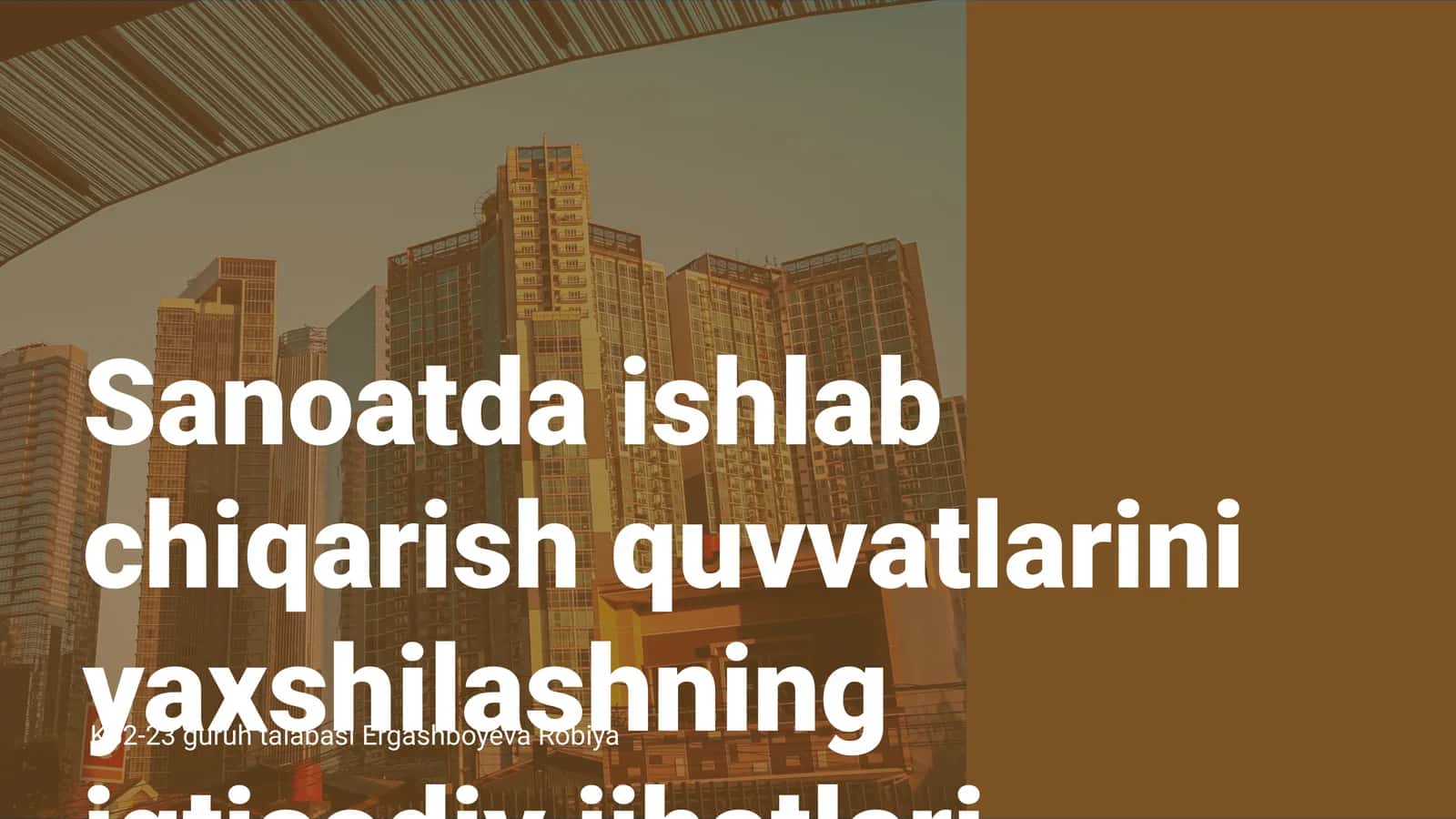 Sanoatda ishlab chiqarish quvvatlarini yaxshilashning iqtisodiy jihatlari