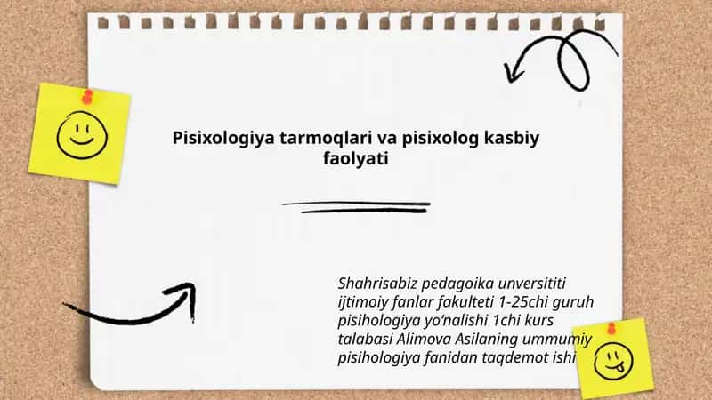 Pisixologiya tarmoqlari va pisixolog kasbiy faolyati