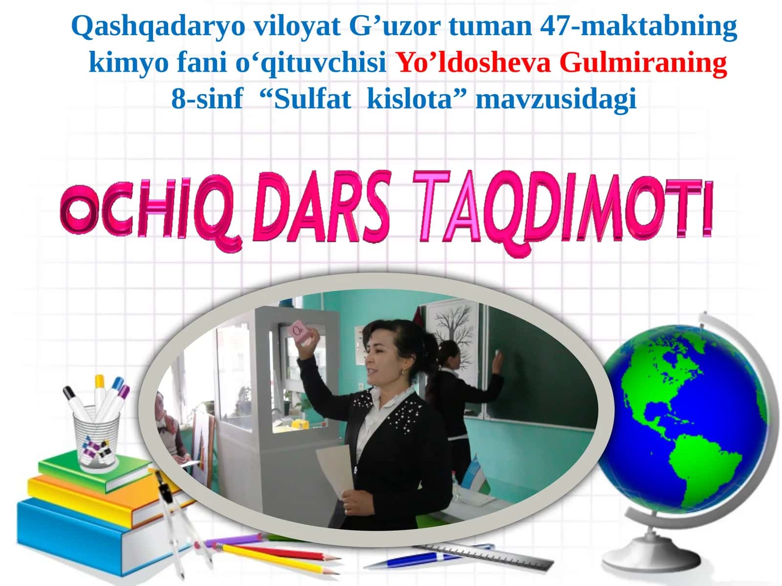 8-sinf Kimyo fanidan dars ishlanma. Sulfat kislota