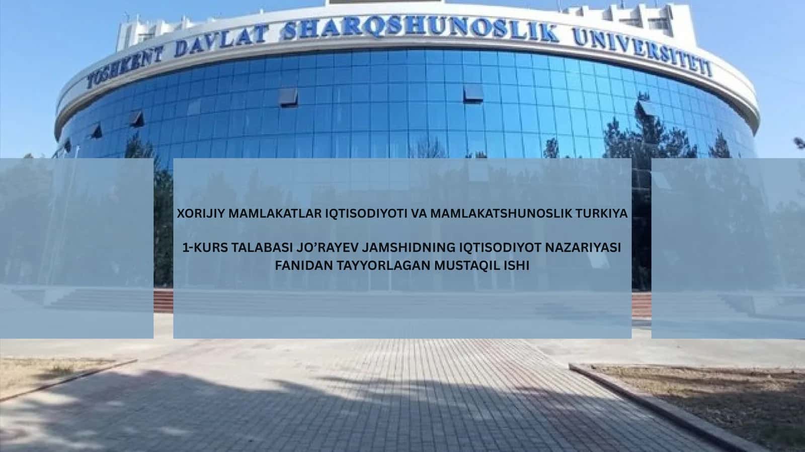 Iqtisodiyot Nazariyasi Fanidan Tayyorlagan Mustaqil Ishi