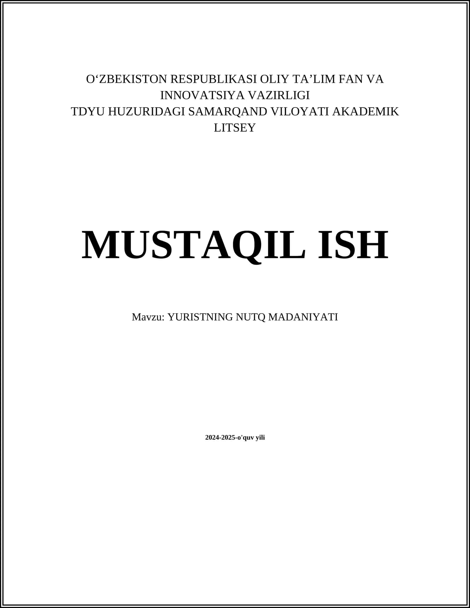 YURISTNING NUTQ MADANIYATI