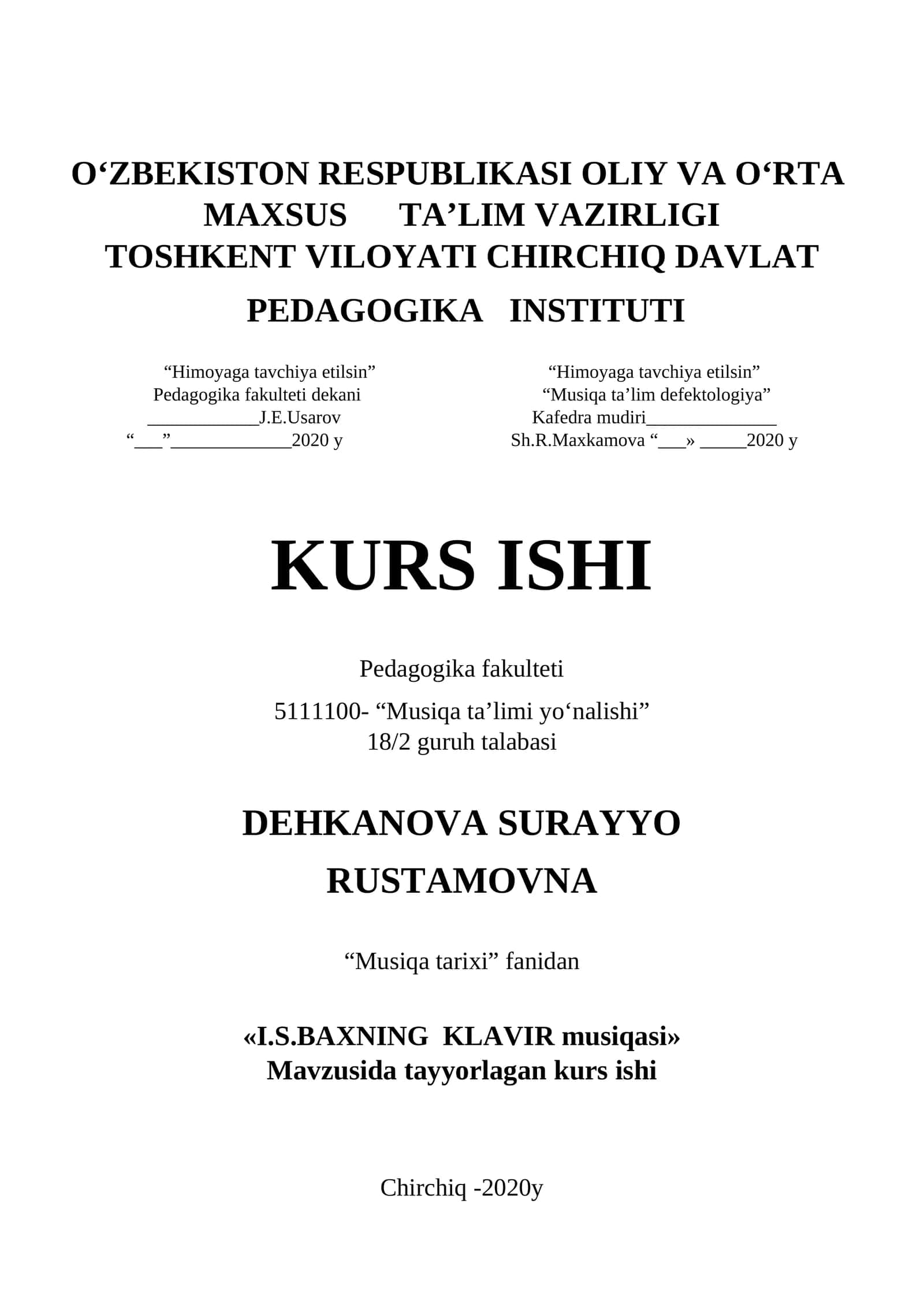 «I.S.BAXNING KLAVIR musiqasi»