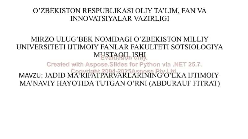 JADID MA’RIFATPARVARLARINING O’LKA IJTIMOIY-MA’NAVIY HAYOTIDA TUTGAN O’RNI (ABDURAUF FITRAT)