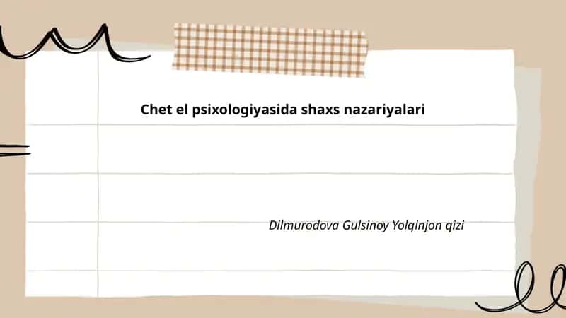 Chet el psixologiyasida shaxs nazariyalari