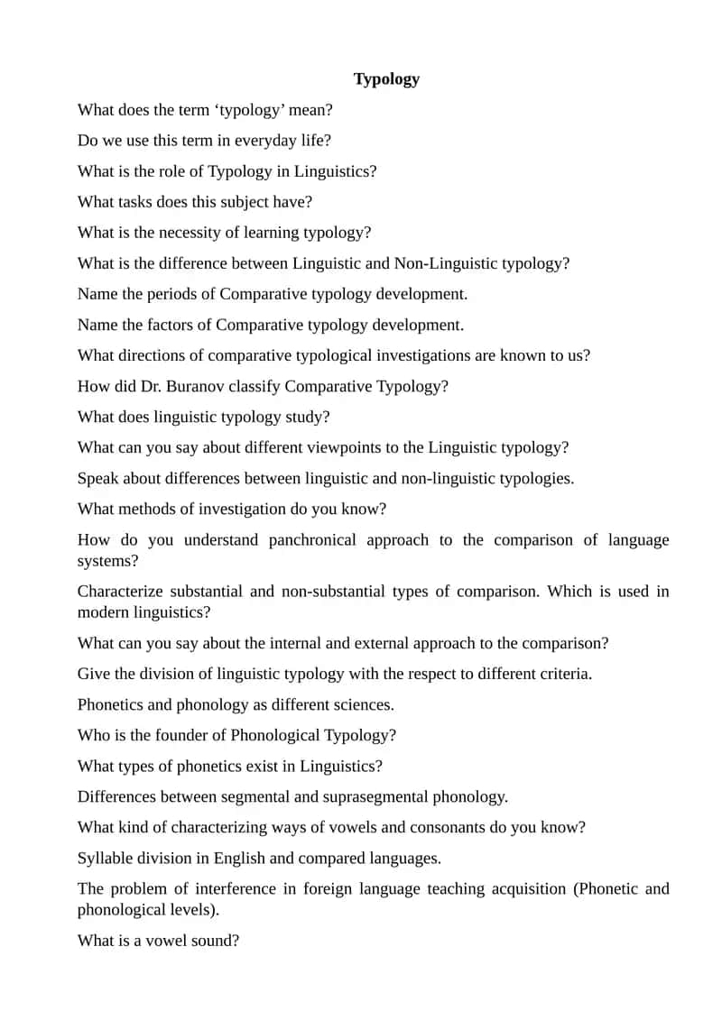 Typology