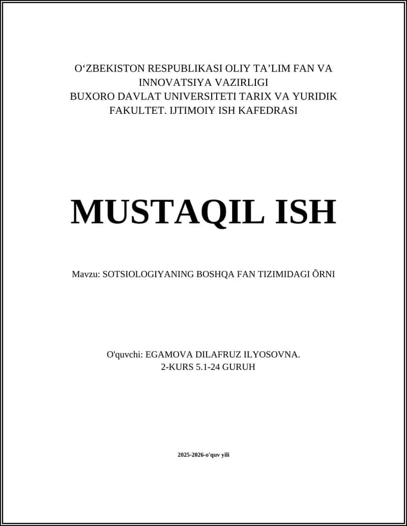 Sotsiologiyada iqtisodiyot fan tizimi