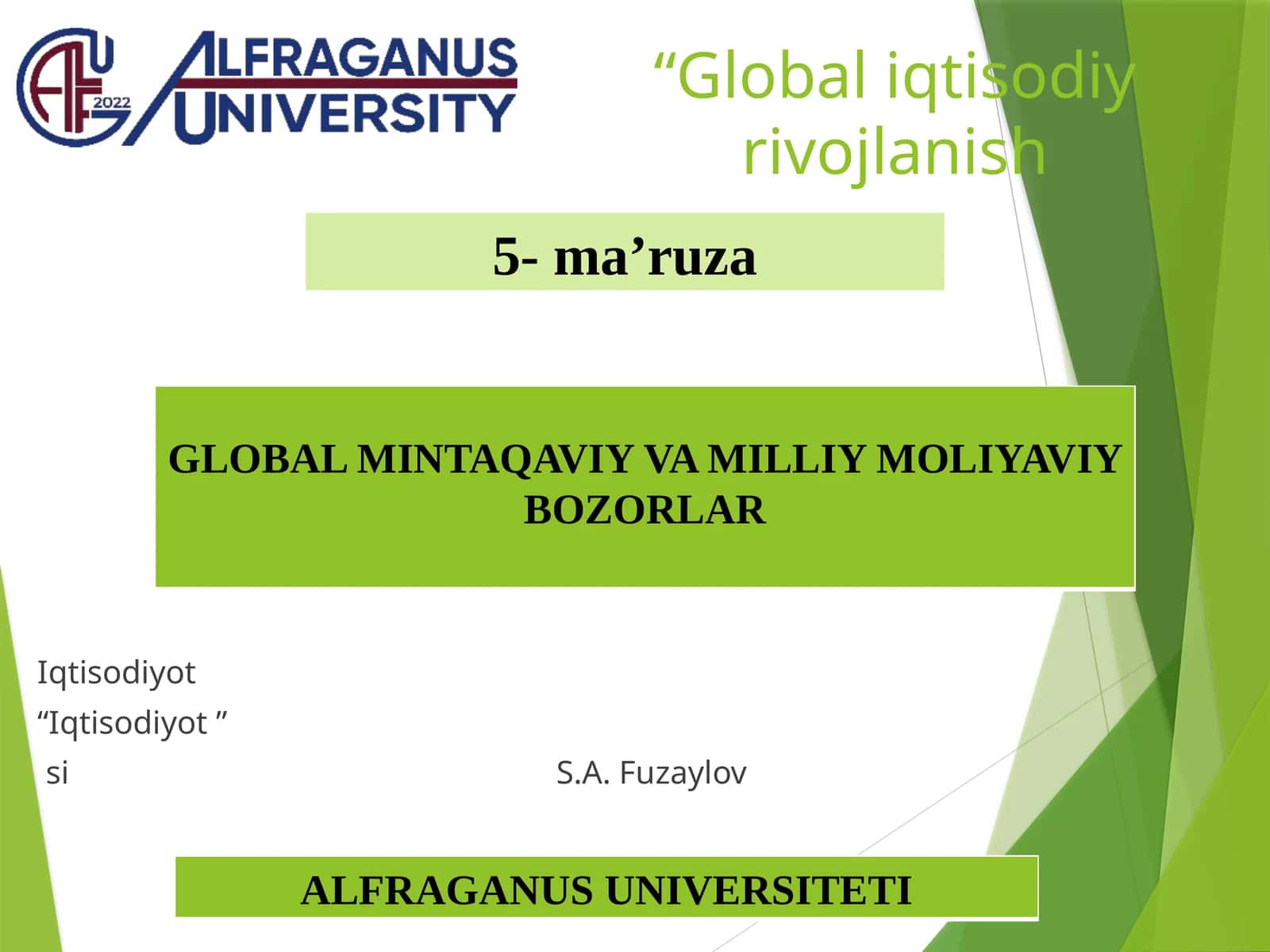GLOBAL MINTAQAVIY VA MILLIY MOLIYAVIY BOZORLAR