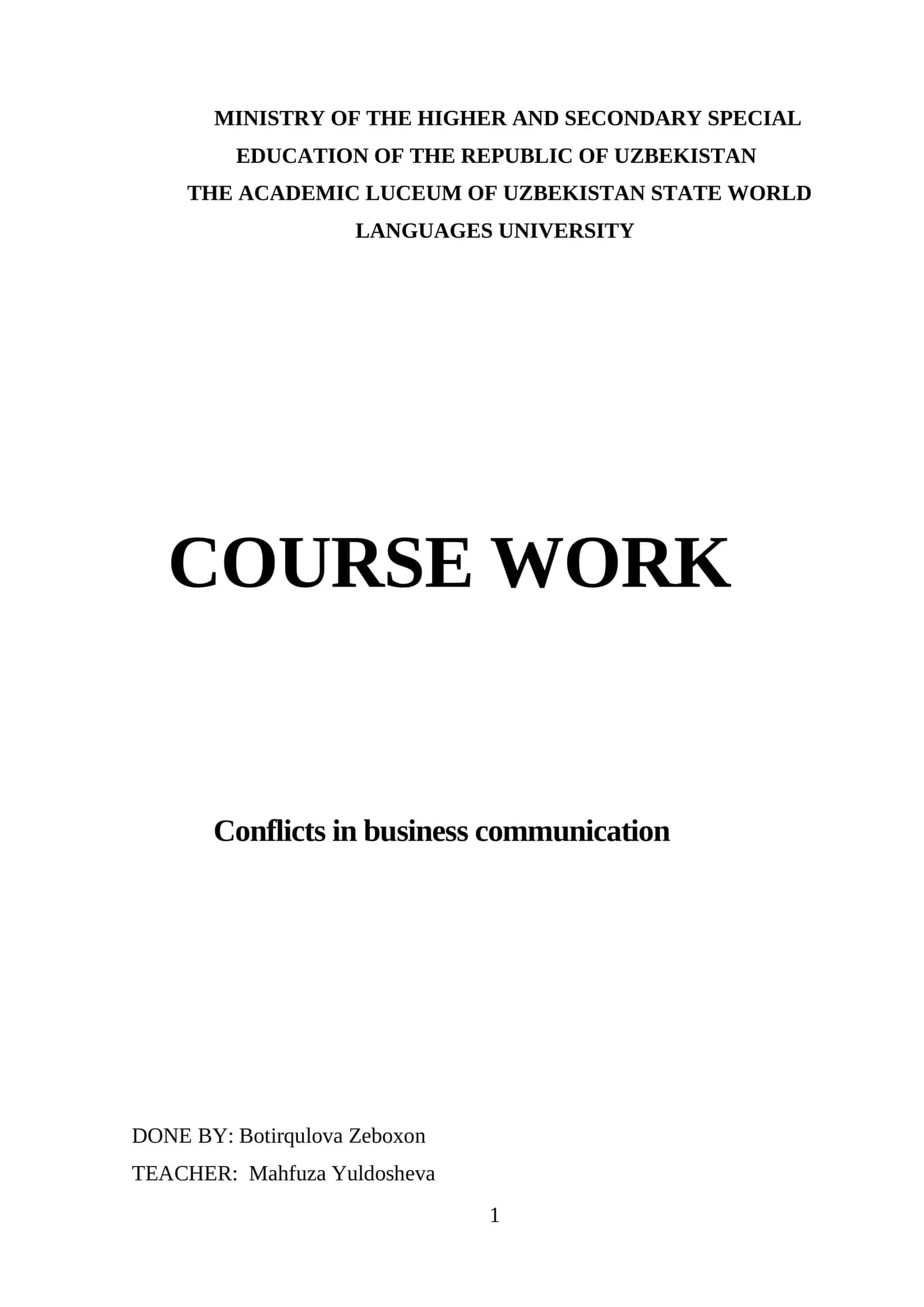 Conflicts in Business Communication
