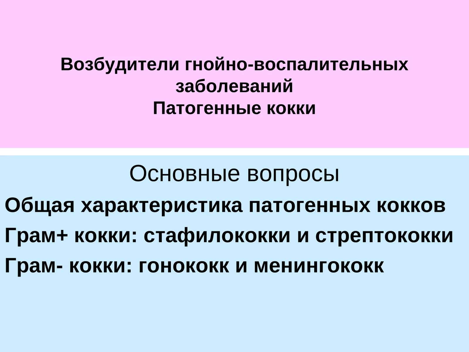 Возбудители гнойно-воспалительных заболеванийПатогенные кокки