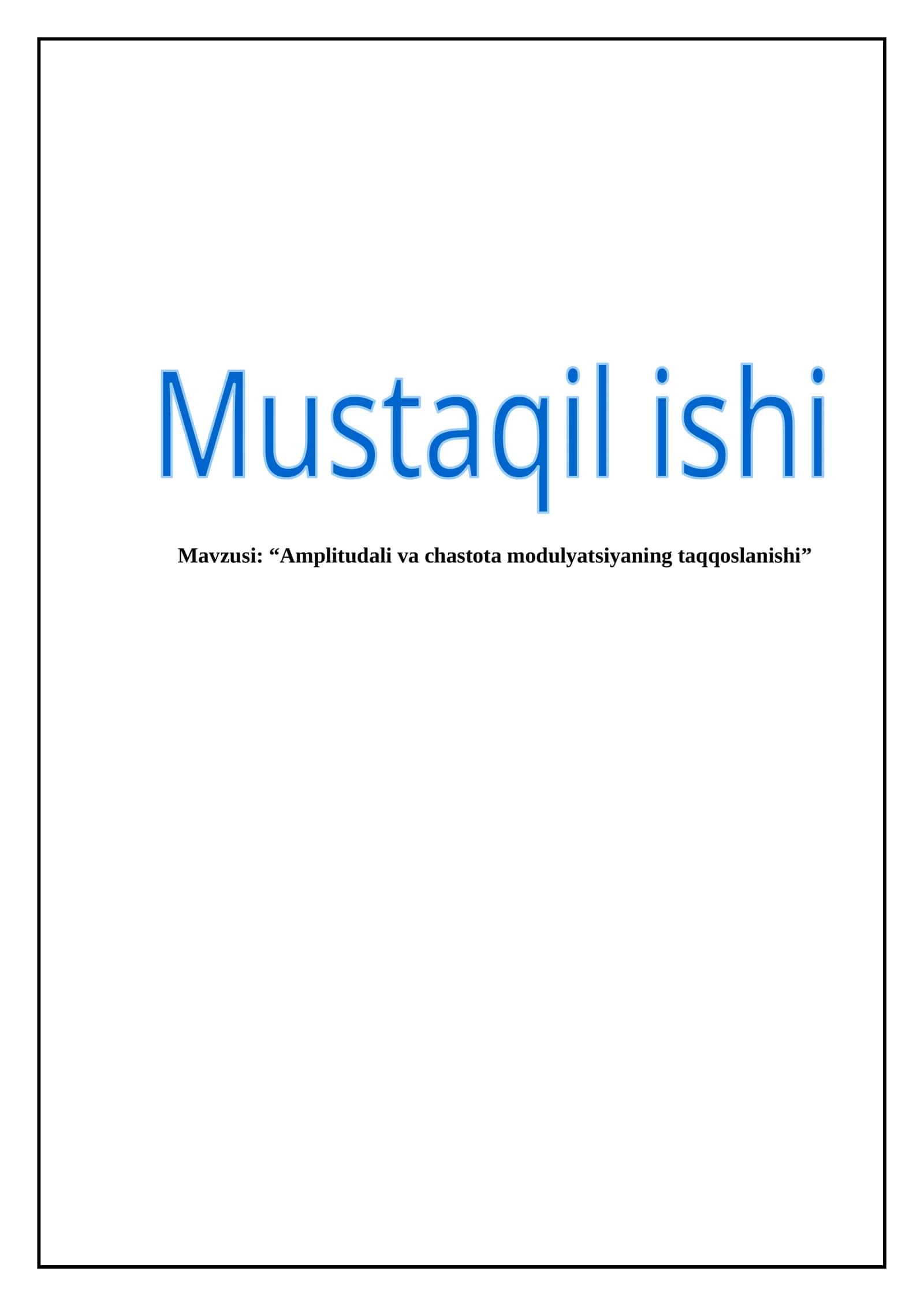 Amplitudali va chastota modulyatsiyaning taqqoslanishi