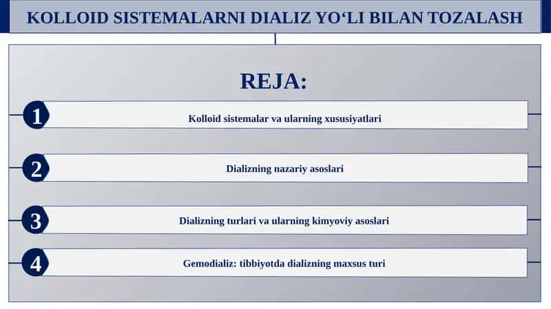 Kolloid Sistemalarni Dializ Yo‘li Bilan Tozalash