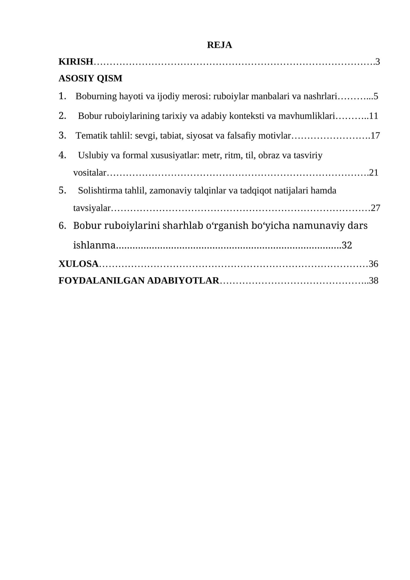 Bobur ruboiylarini sharhlab o'rganish