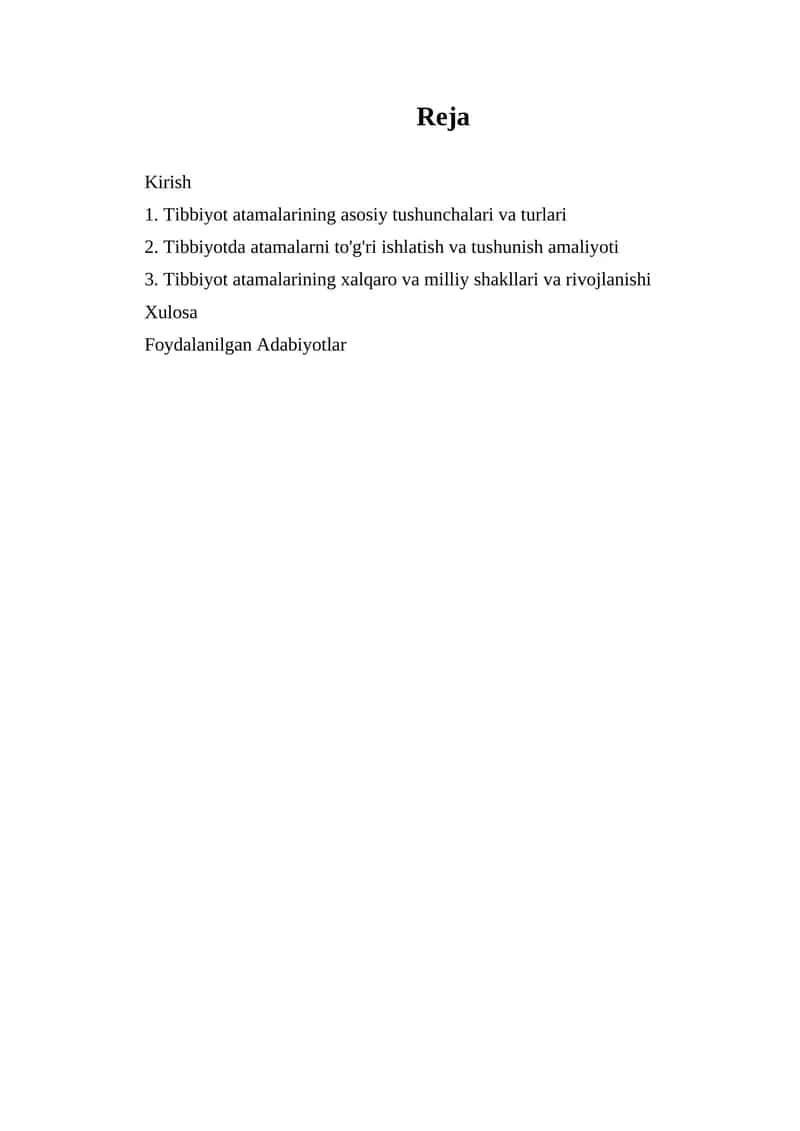 Tibbiyot Atamalari