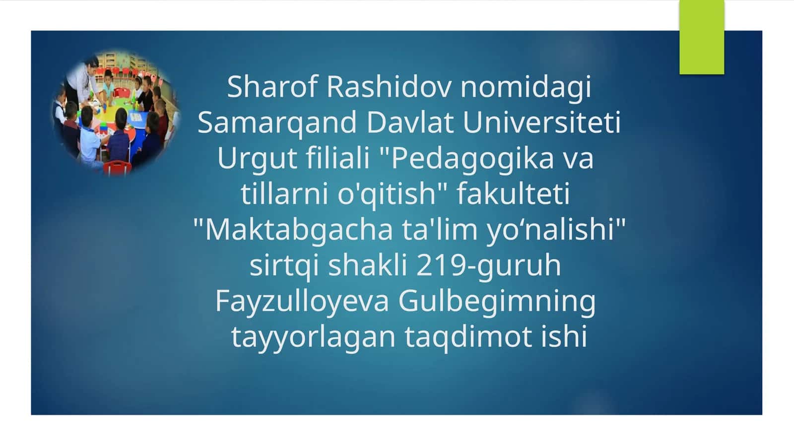 Katta guruhda tabiatga oid o'yinlarni tashkil etishning mashg‘ulot ishlanmalarini tuzish