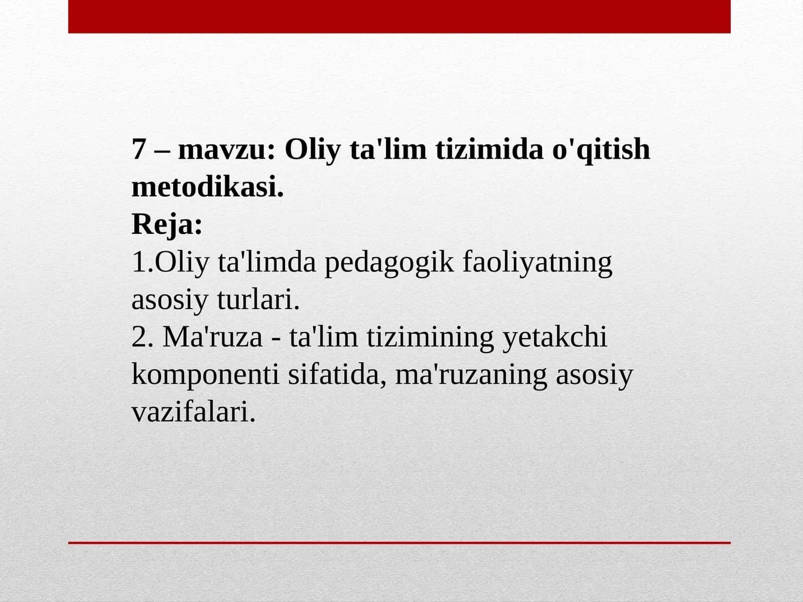 Oliy ta'lim tizimi darslari