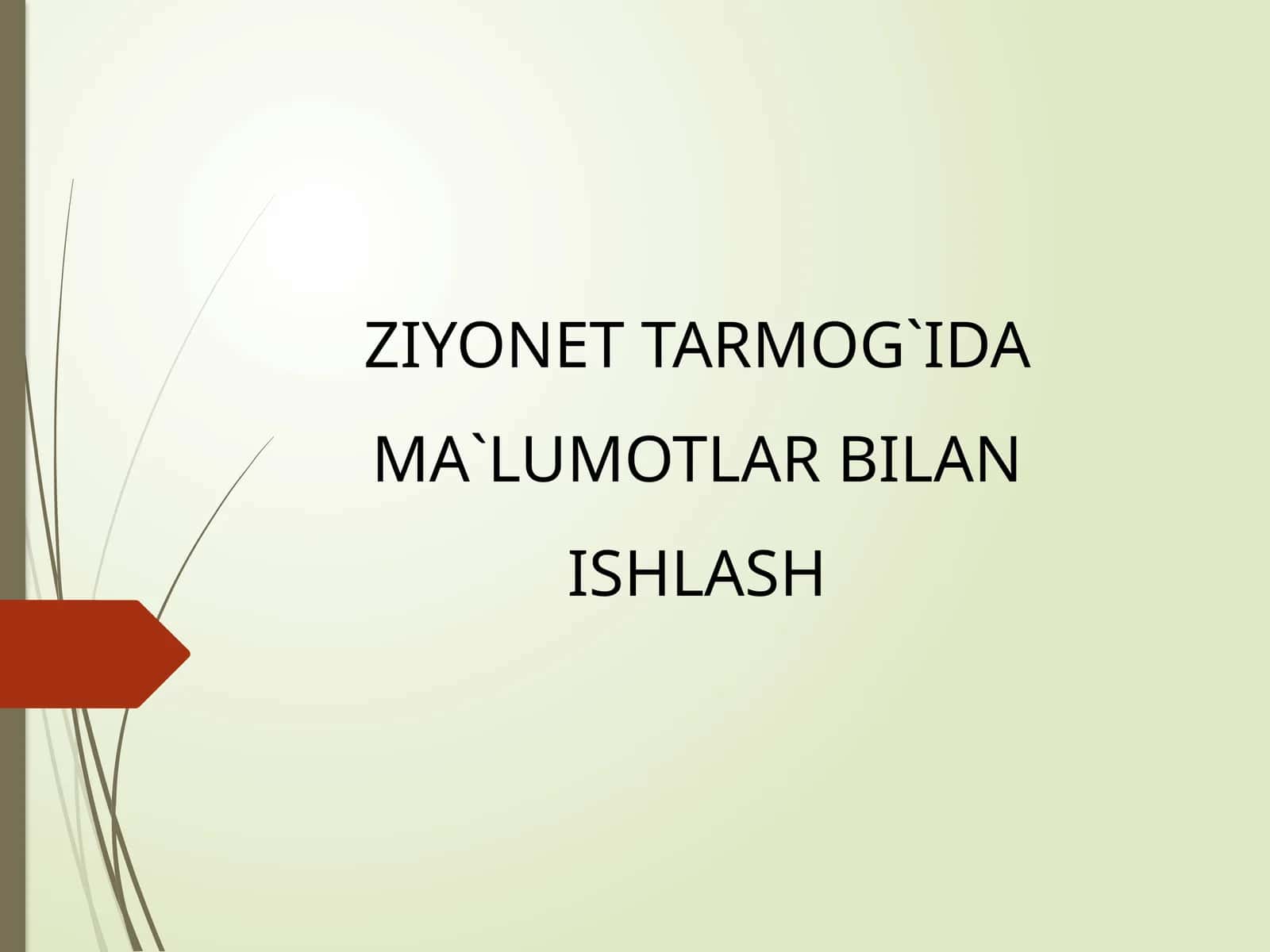 ZIYONET TARMOG`IDA MA`LUMOTLAR BILAN ISHLASH